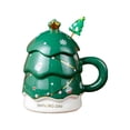 thumbnail image 1 of Taza de cerámica navideña para café, agua, zumo y leche con asa. Verde, 1 of 9