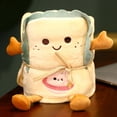 thumbnail image 2 of Cute Cartoon Blanket Flannel Skin Friendly Soft Tether Strap Design Sofa Blankets for Home Office, 2 of 5