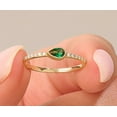 thumbnail image 2 of vylahjewellery Birthstone Month of April Pear Cut Ring Green Moissanite Diamond Anniversary Git Ring Comfort Fit 18K Yellow Gold Bezel Set, 2 of 5
