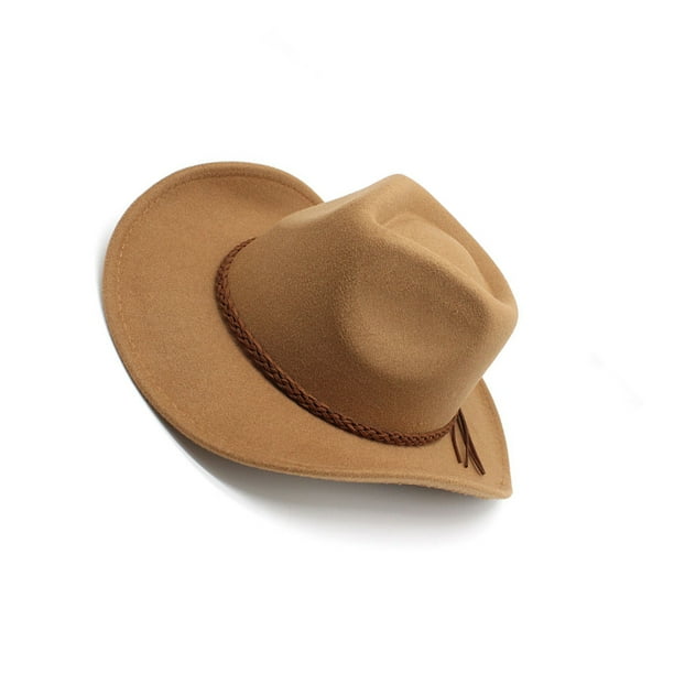 Sombreros de vaquero Qarigey gorras cómodas para hombre tela fieltro 58x58x12cm