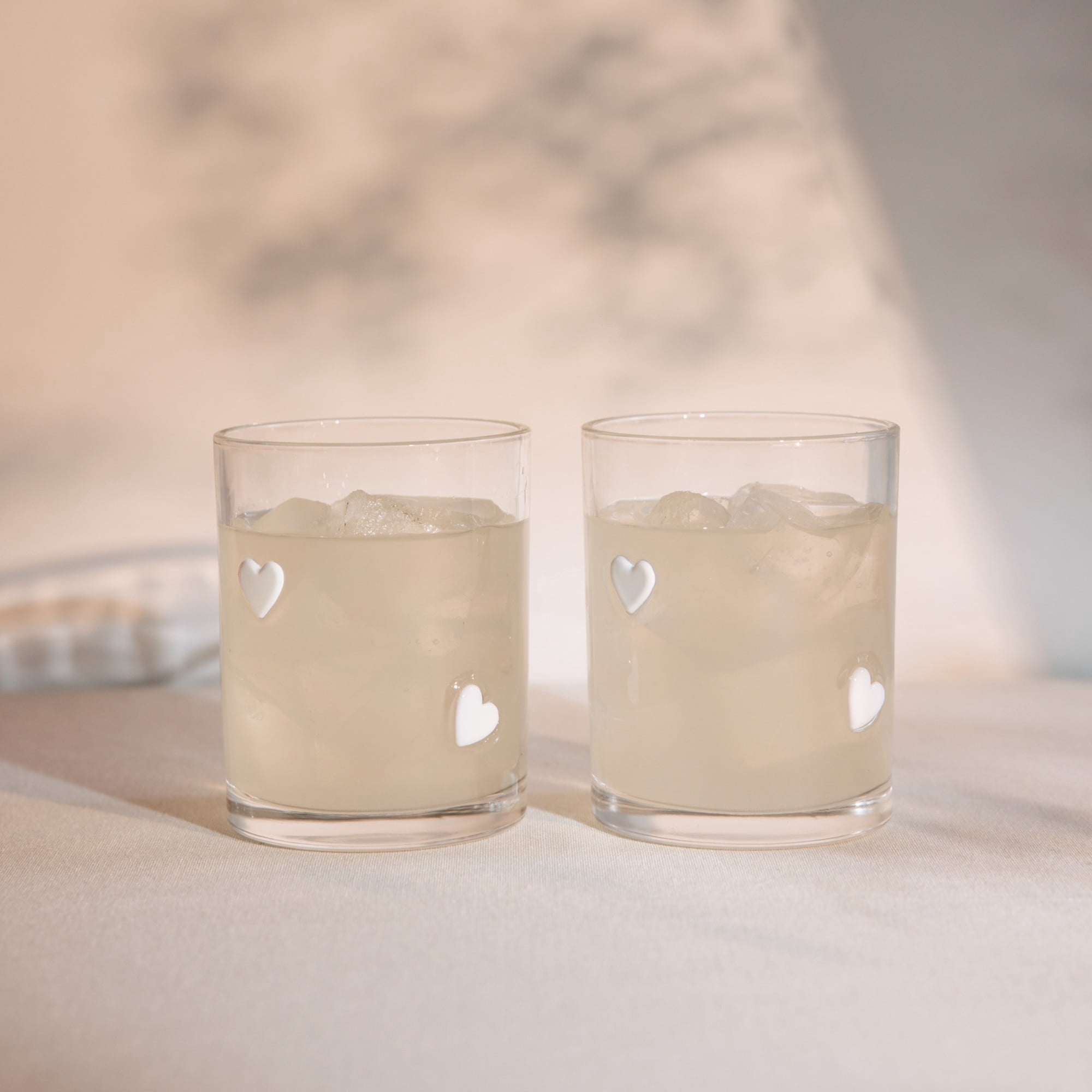 Thyme & Table 12 fl oz White Hearts Charm Drinking Glasses, Set of 2