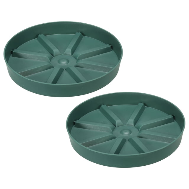 Uxcell 6 Inch Plant Saucers Tray, Durable Plastic Round Flower Pot Drip Tray, White 2Pcs, Green 7.5 Inch