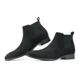 thumbnail image 6 of Mens Chelsea Boot Slip On Pointed Toe Stacked Low Heel Faux Suede Casual Dress Boot, 6 of 7