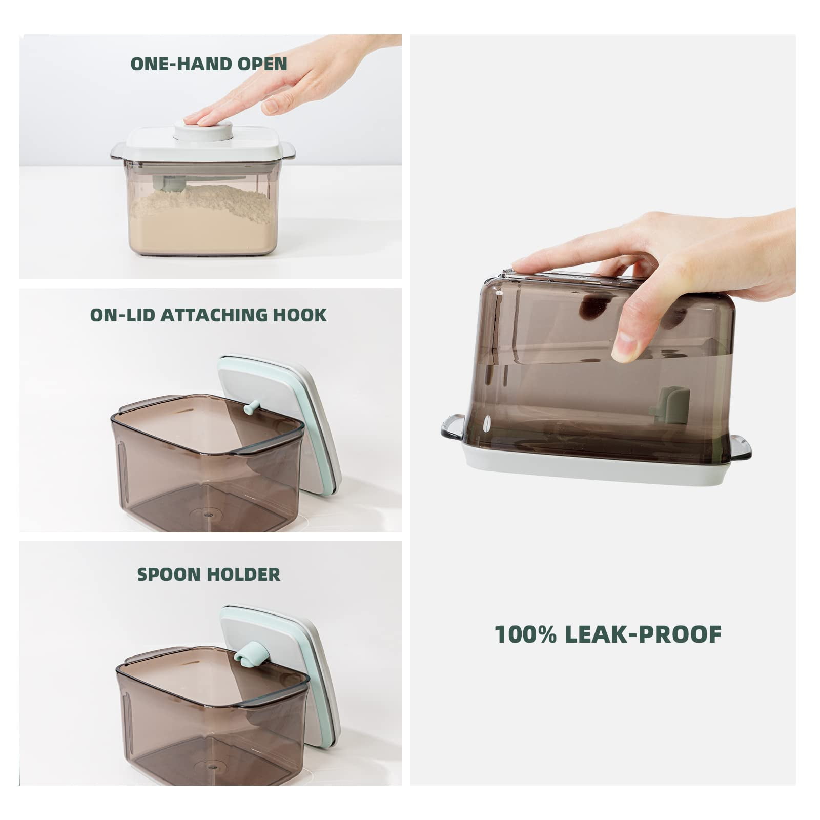 Formula Container - Airtight Milk Powder Container for Travel, Formula Dispenser Container with Scraper 300g 1000ml Brown