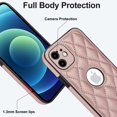 thumbnail image 6 of Compatible WIth iPhone 12 Phone Case with Logo Window,Trendy Diamond-checkered Pattern PU Leather Soft TPU Ultra Slim Anti-fall Shockproof Protective Back Cover Phone Case,Rosegold, 6 of 7