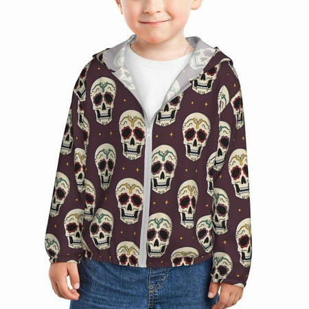

Goofa funny Skull star Printed Kids Zip-Up Hoodie Girls Boys UPF50+ Sun Protection Jacket Hooded Cooling Shirt-5 Years