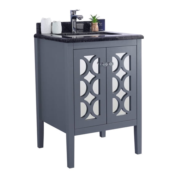 Mediterraneo - 24 - Grey Cabinet   Black Wood Counter