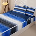 thumbnail image 3 of Homewish Blue Horizontal Lines Zipper Queen Comforter Set with Fitted Sheet and 2 Pillowcases,Geometric Abstract Zipper Bedding Set,Navy Blue Reversible,4pcs, 3 of 8