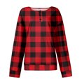 thumbnail image 4 of Women's Casual Shirts Long Sleeve Tops Button Up V Neck Loose Knit Fall Favorites For Women with Retro Plaid Print Waffle Henley Shirt, Classic Autumn Wear,Red,XL, 4 of 7