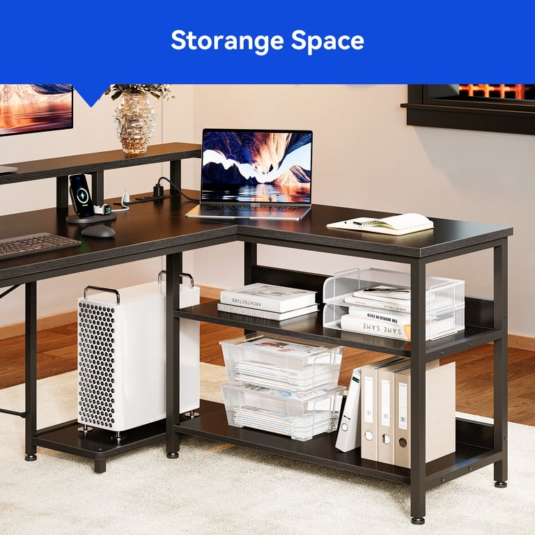 Casacomoda 75 inch L Shaped Desk with Power Outlets,Gaming Desk