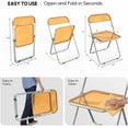 thumbnail image 3 of VINGLI Folding Chairs 4 Pack, Clear Chair Foldable and Stackable, Acrylic Plastic Panel & Metal Chrome Frame, Weight Capacity 350 lbs, Orange, 3 of 16