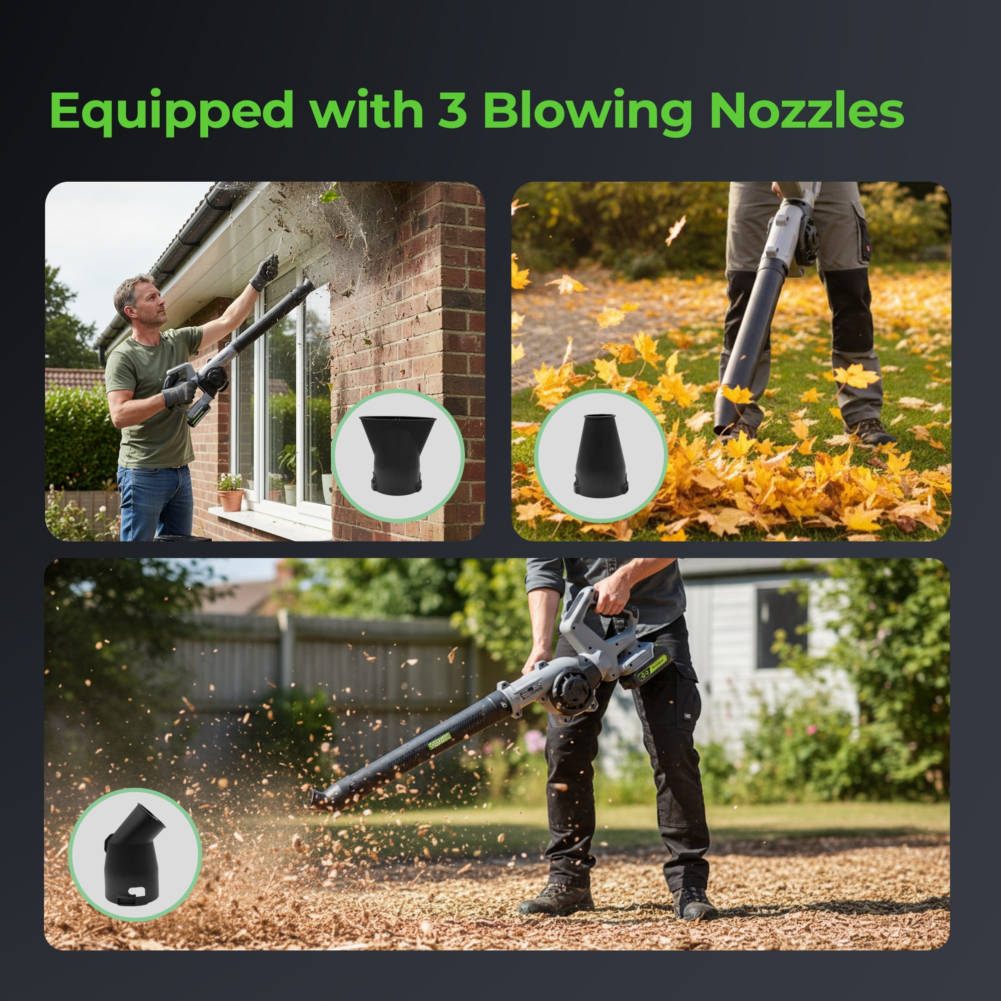 Fixdono Cordless Leaf Blower 190CFM/160MPH Electric Leaf Blower,  3 Speed Modes, Lightweight Battery Powered Blowers for Lawn Care (Battery not Included)