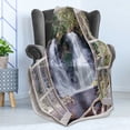 thumbnail image 4 of Waterfall Soft Flannel Fleece Blanket, Little Waterfall Nestled in the National Park Panoramic Fresh Environment River, Cozy Plush for Indoor and Outdoor Use, 50" x 70", Brown Green, by Ambesonne, 4 of 5
