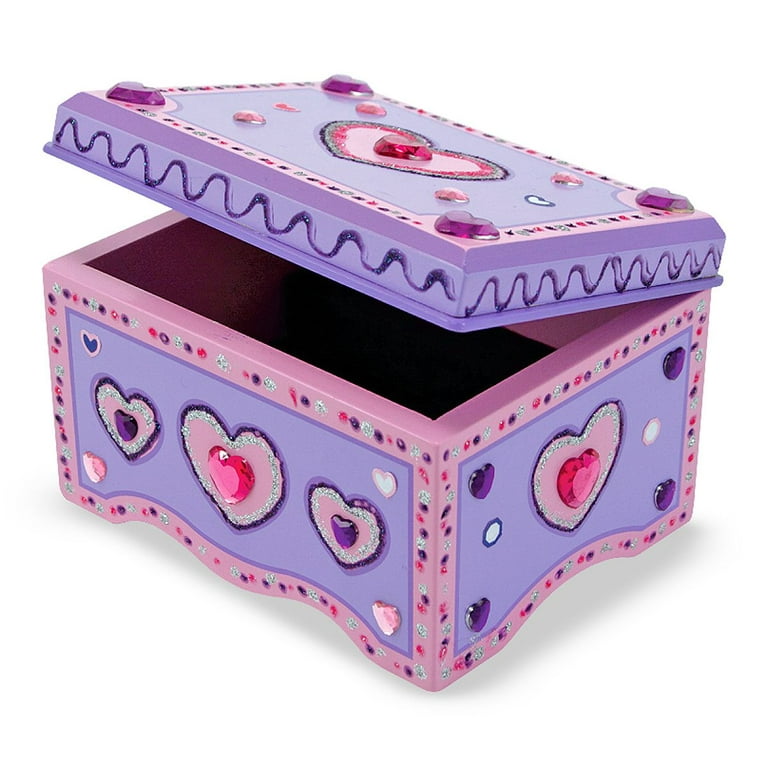 Ambesi Paint Your Own Wooden Jewelry Box, Arts and Crafts for Kids Ages  8-12, 4-6, 7-8 Year Old Girls, Decorate Heart Treasure Box Craft kit, DIY