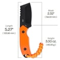 thumbnail image 5 of CRKT Razel Compact Everyday Carry Fixed Blade Knife with Sheath: D2 Steel Veff Flat Top Serrations Blade, Orange G10 Handle, Molded Sheath, 4036ER, 5 of 6