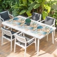 thumbnail image 2 of Beach Coastal Table Cloths for 4 Foot Rectangle Tables, Nautical Shell Starfish Coral Summer Patio Waterproof Elastic Fitted Tablecloths, Washable Rectangular Table Cover for Camping, 2 of 8