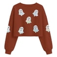 thumbnail image 3 of Tiijoy Girls Halloween Graphic Sweatshirt Long Sleeve Crew Neck Cropped Pullover, 3 of 3