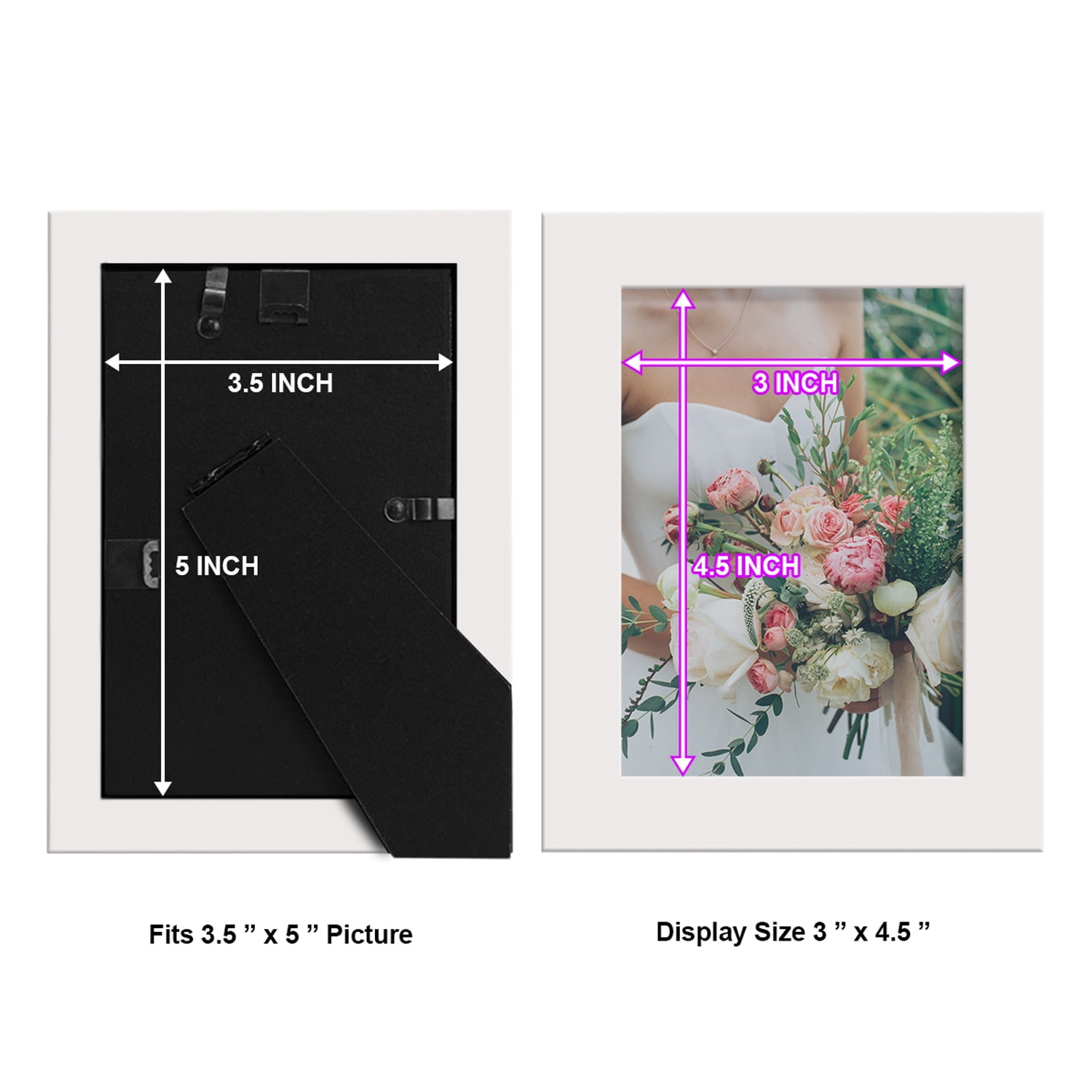 Modern 3.5 in. x 5 in. White Picture Frame (Set of 2)