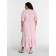 thumbnail image 2 of Terra & Sky Women’s Plus Scoop Neck Maxi Dress with Elbow Length Sleeves, Size 0X-5X, 2 of 4