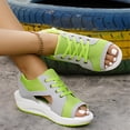 thumbnail image 4 of Open Toe Tennis Shoes, Contrast Paneled Cutout Lace-Up Muffin Sandals, Women Causal Summer Toe Platform Sneaker Sandals, 38, 4 of 6