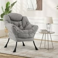 thumbnail image 2 of Costway Large Lazy Chair with Cozy Head Pillow Stylish Tufted Back & Seat Armrests Gray, 2 of 8