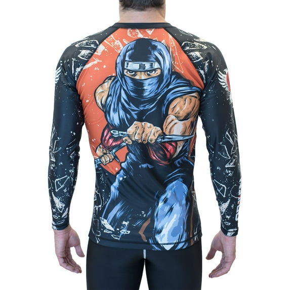 Raven Fightwear Men's Ninja MMA BJJ Rash Guard Black Large
