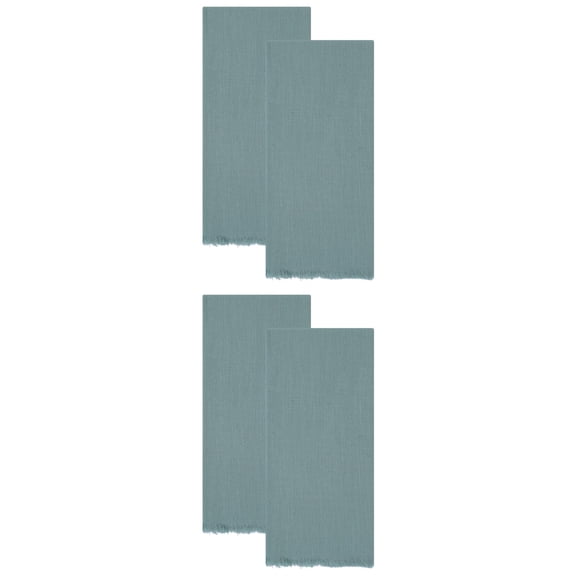 Unique Bargains Cotton Linen Absorbent Soft Kitchen Towels 4 Pack Light Green 18" x 18"
