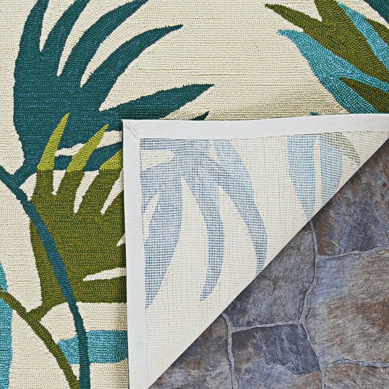 8’ X 11’ Gray And Blue Leaves Indoor Outdoor Area Rug 8’ X 11’ Gray And Blue Leaves Indoor Outdoor Area Rug