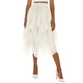 thumbnail image 4 of DAFEI Women Short Skirt Loose Sequin Skirt A-Line Fairy Patterned Elastic Waist Ruffle Layered Midi Skirt, 4 of 6