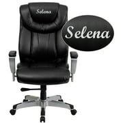 Flash Furniture Personalized HERCULES Series Big & Tall 400 lb. Rated Black LeatherSoft Ergonomic Office Chair with Silver Arms