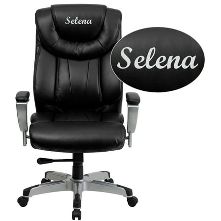 Flash Furniture Personalized HERCULES Series Big & Tall 400 lb. Rated Black LeatherSoft Ergonomic Office Chair with Silver Arms