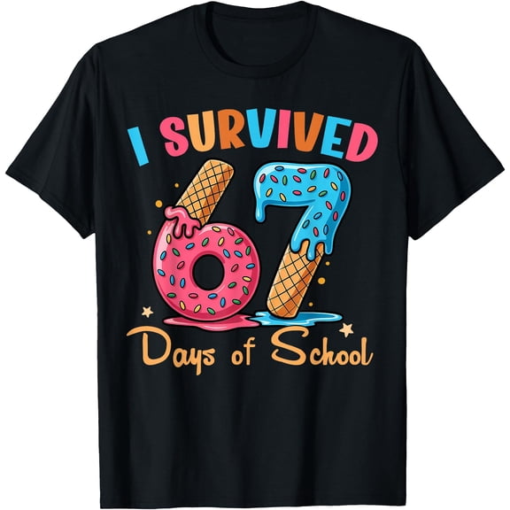 I Survived 67 Days of School Funny Six Seven Meme Teacher T-Shirt Tee