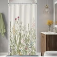 thumbnail image 2 of Riyidecor Stall Wildflower Small Half Shower Curtain 36Wx72H Inch Farmhouse Flower Botanical Floral Plant Herbs Vintage Decor Bathroom Windows Fabric Polyester Waterproof 7 Pack Plastic Hooks, 2 of 6