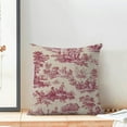 thumbnail image 3 of Toile Pillow Covers 18x18 Inch Set of 2, French Style Outdoor Decorative Throw Pillowcase Vintage Pink Toile De Jouy Cushion Cover for Sofa Couch Farmhouse Living Room Bed Decor, 3 of 6