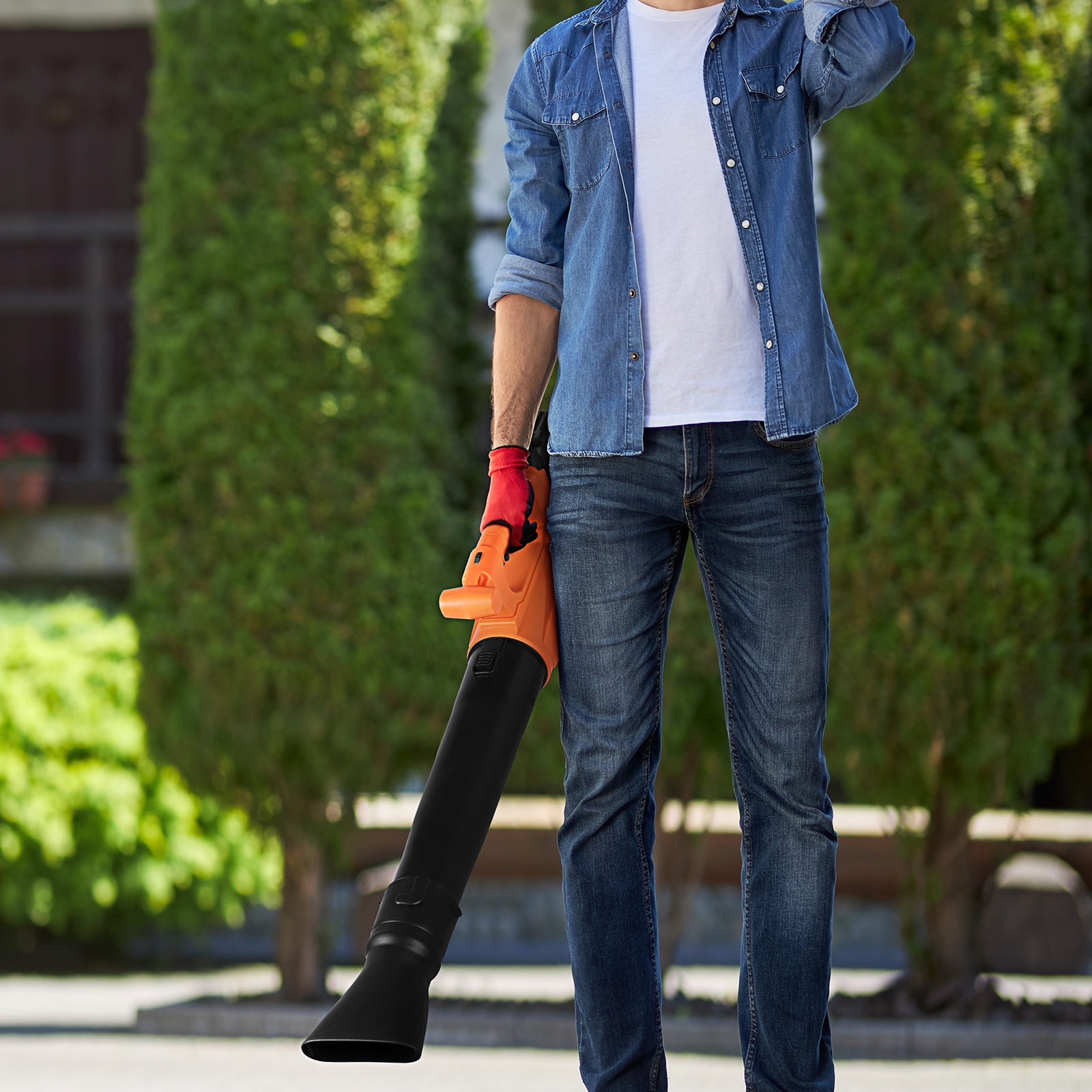 24V Cordless Leaf Blower 540 CFM 12000rpm 6 Speeds Battery Fast Charger Orange Lawn Care