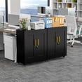 thumbnail image 4 of Modern Metal Accent Storage Cabinet with Doors and 2 Adjustable Shelves for Bathroom Home Office Living Room, 4 of 6