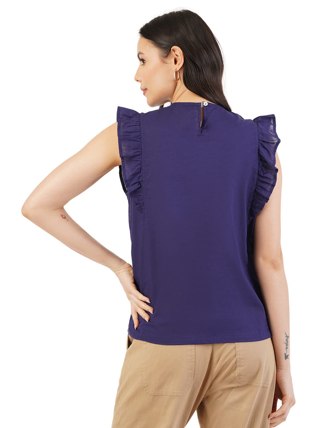 Blusa Donna Tinta Unita FYLTR – Maniche Corte, Vestibilità Regolare, Colore Nero Cuore, Leggera