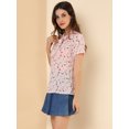 thumbnail image 4 of Unique Bargains Blouse Imprimée à Manches Courtes avec Nœud pour Femmes, 4 of 6