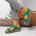 thumbnail image 3 of Women's Wedge Sandals Open Toe Slip On Wide Width Slides Breathable Non Slip Summer Walking Wedges Slippers Green Size 7, 3 of 9