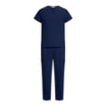 thumbnail image 6 of Men's 2 Piece Matching Set Casual Short Sleeve V Neck Top And Shorts Polyester Travel Outfits Lounge | Zenithor,Dark Blue XL, 6 of 8