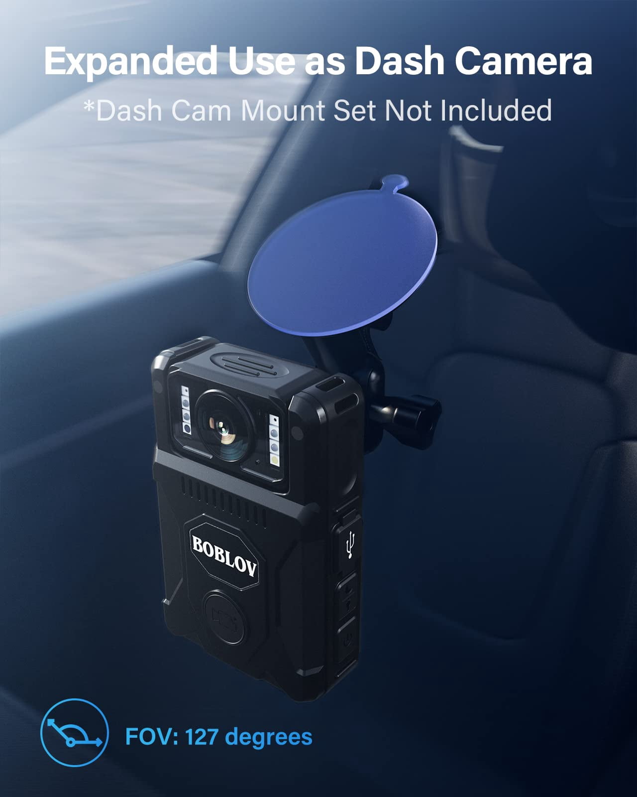 BOBLOV M7 128GB GPS Body Worn Camera, 180 Degrees Rotatable Lens, 4000 mAh 15Hours Recording Body Mounted Cameras, New Released with USB-C Port, Quick Charging with 4-5 Hours