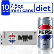 Diet Pepsi Cola Soda Pop, 7.5 fl oz, 10 Pack Cans