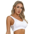 thumbnail image 3 of MSemis Women's Athletic Yoga Sports Bra Breathable Hollow Out Workout Crop Top A White 4XL, 3 of 6