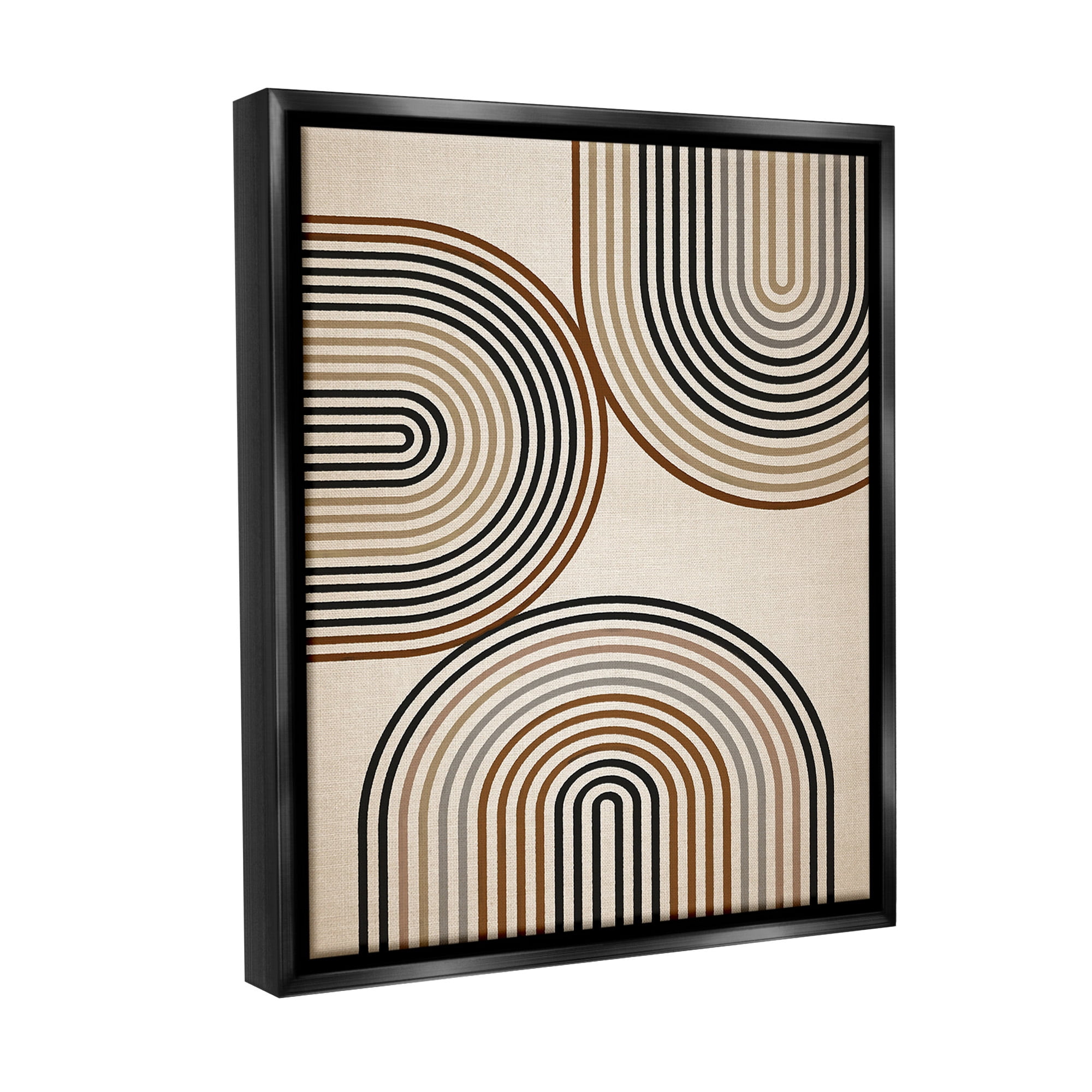 Stupell Industries Natural Boho Arches Abstract Painting Black Floater Framed Canvas Art Print Wall Art, 25 x 31