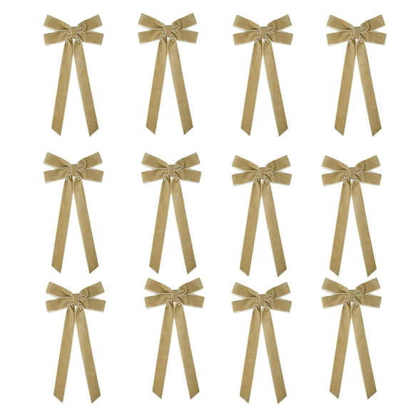 Khaki Holiday Bows (12-Count) – Decorative for Christmas Tree, Wreaths, Gift Boxes, Mantels & Party Settings