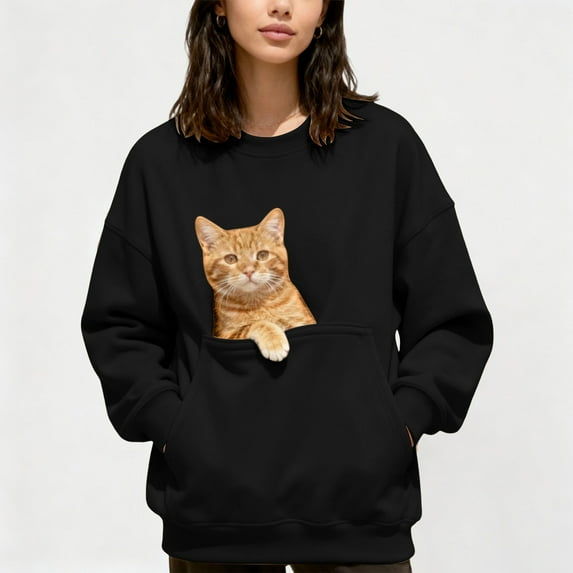 Women Dog Pouch Hoodie Dog Carrier Hoodie For Small Dogs Creative Long Sleeve Oversized Pocket Pullover Sweater Warm Fall Winter Clothes