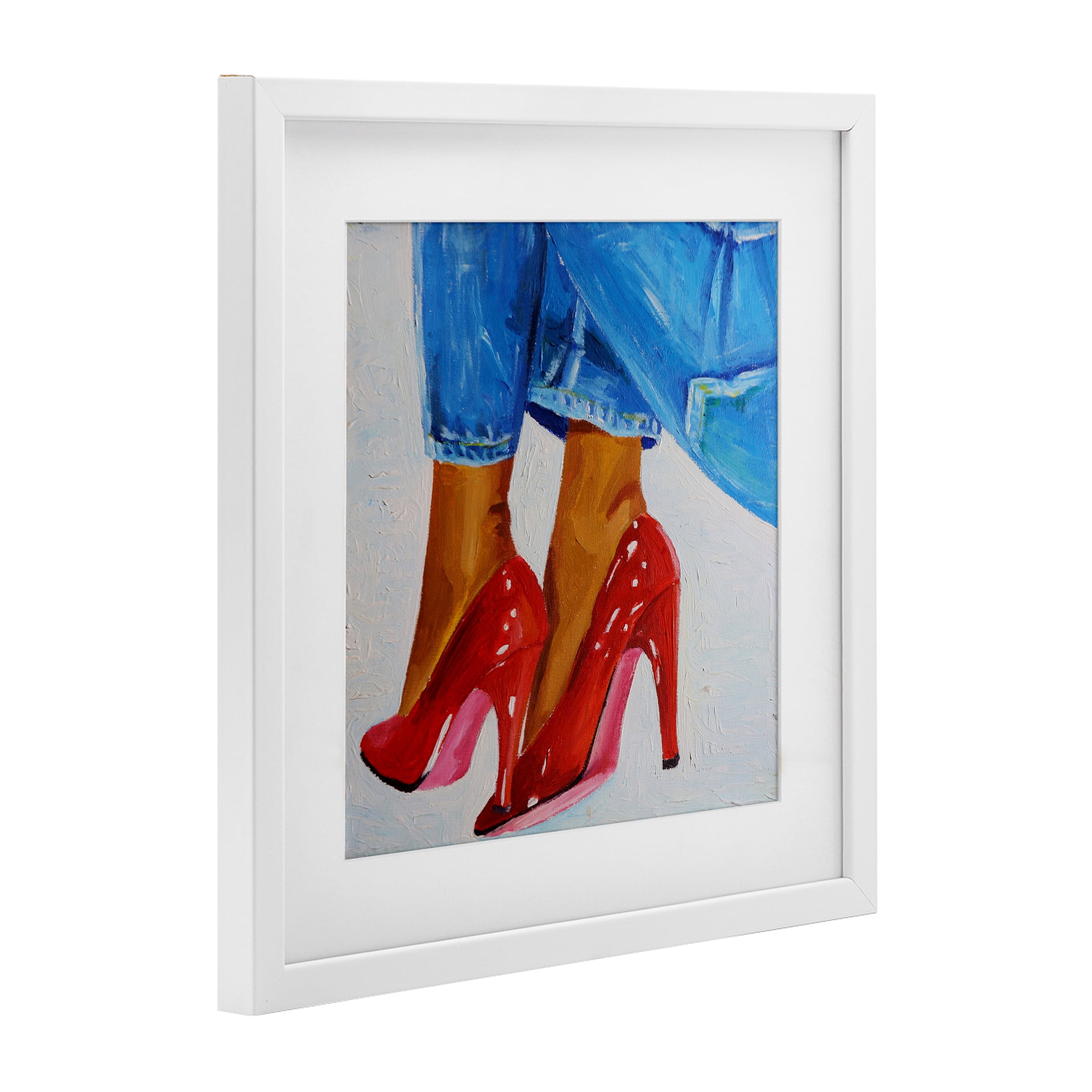 Stupell Industries Glossy Red Pumps & Jeans White Framed Print Under Glass, design by Violeta Vollmer