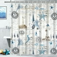 thumbnail image 5 of Pbobriich Nautical Ocean Shower Curtain Seashells Starfish Coastal Seashell Fabric Bathroom Curtain,72x72 in, 5 of 8
