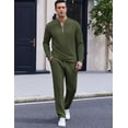 thumbnail image 2 of COOFANDY Men's Quarter Zip Polo Sweatsuit Polo 2 Piece Set Jogging Outfits Tracksuit Athletic Pants and Long Sleeve Casual Sports Set, 2 of 6