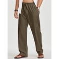 thumbnail image 3 of GENTS BLISS Linen Men Pants Elastic Waist Drawstring Pants for Men Casual Beach Men Pants with Pocket, 3 of 9